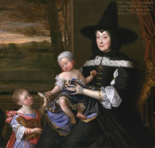 John Michael Wright Portrait of Mrs Salesbury with her Grandchildren Edward and Elizabeth Bagot Oil on canvas France oil painting art